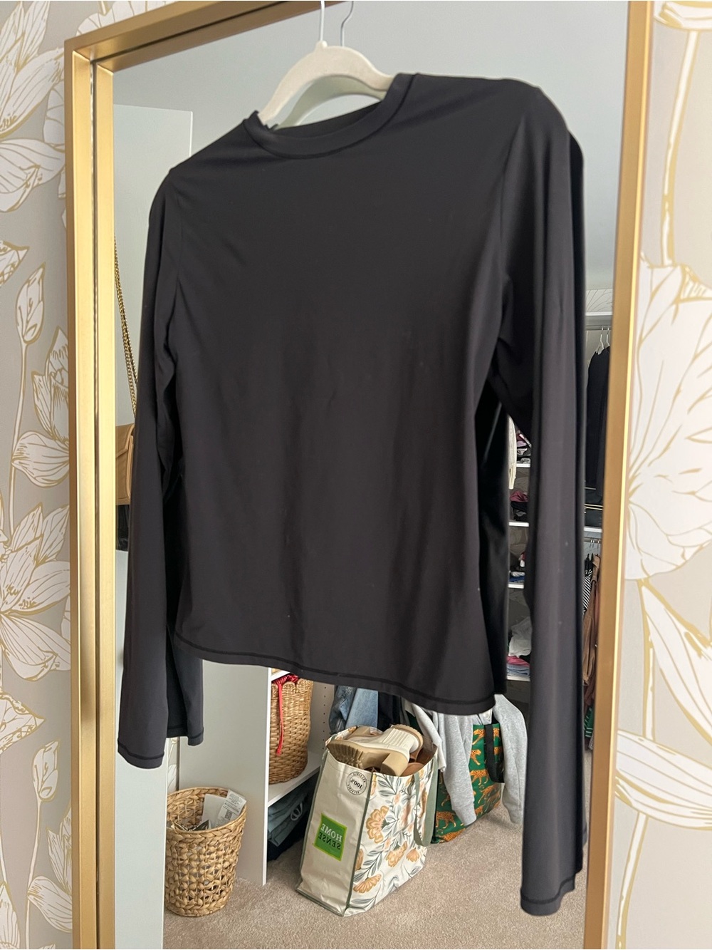 SKIMS Black Fits Everybody Long-Sleeve Crewneck Top